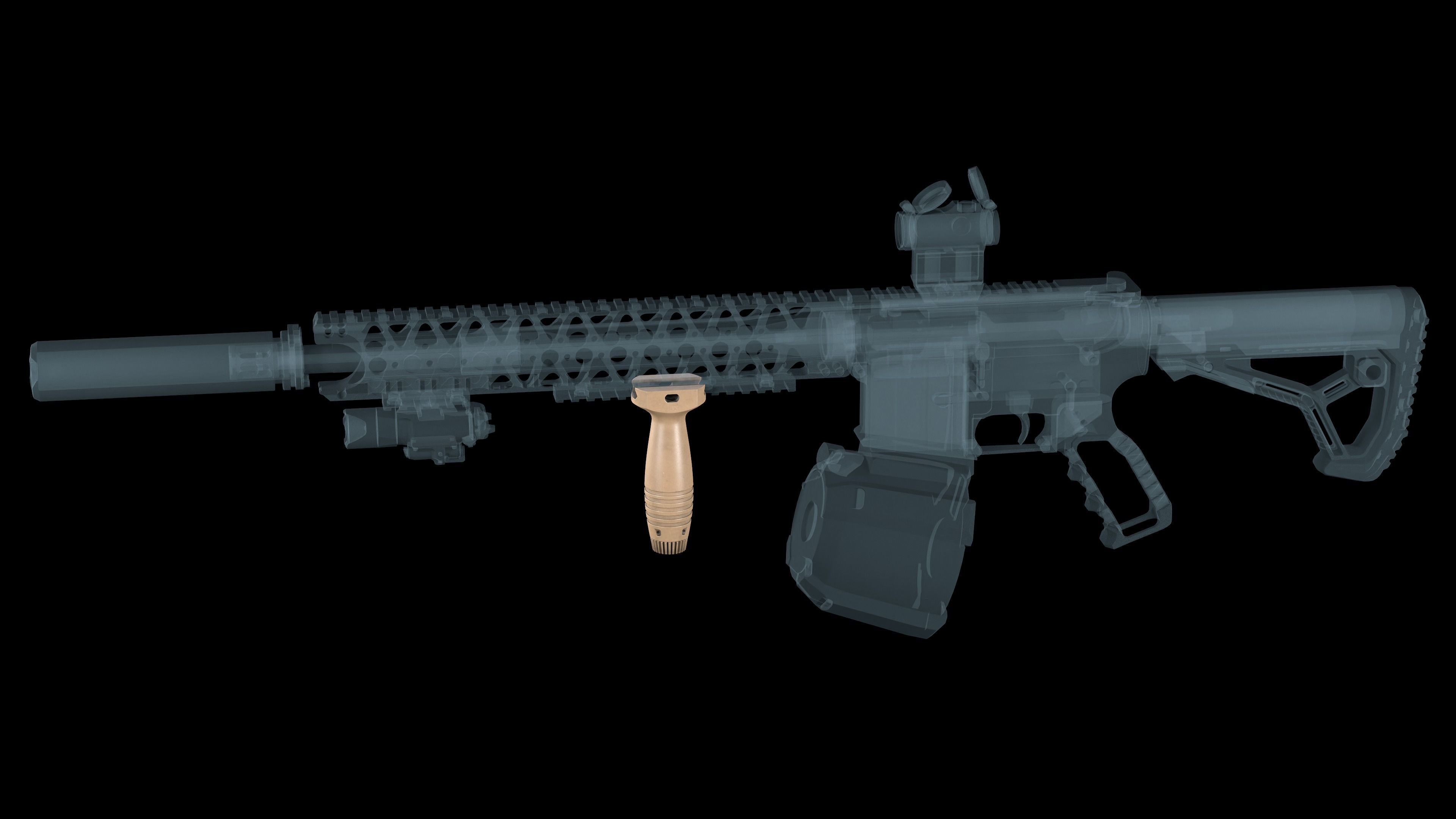 Vertical fore Grip HK  Low-poly 3D model_4