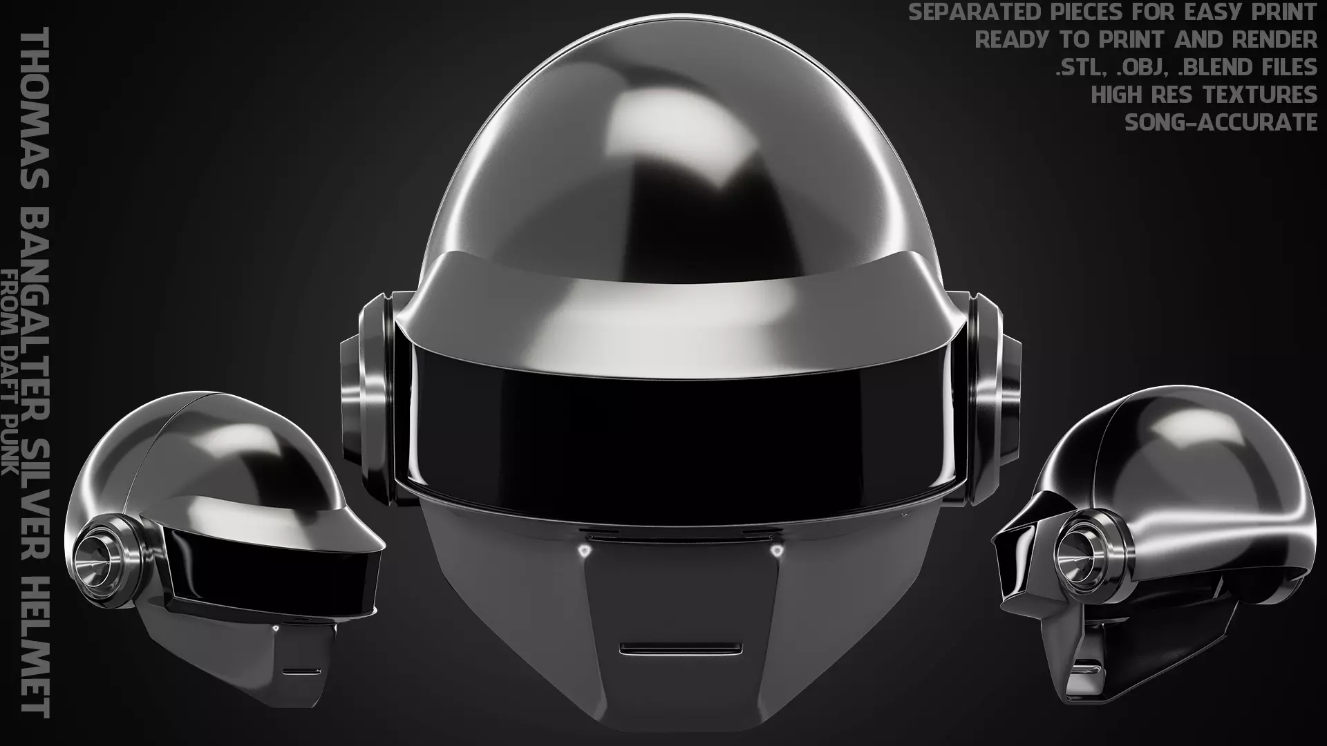 Daft Punk Thomas Bangalter Silver Helmet 3D print model_0