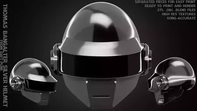 Daft Punk Thomas Bangalter Silver Helmet 3D print model