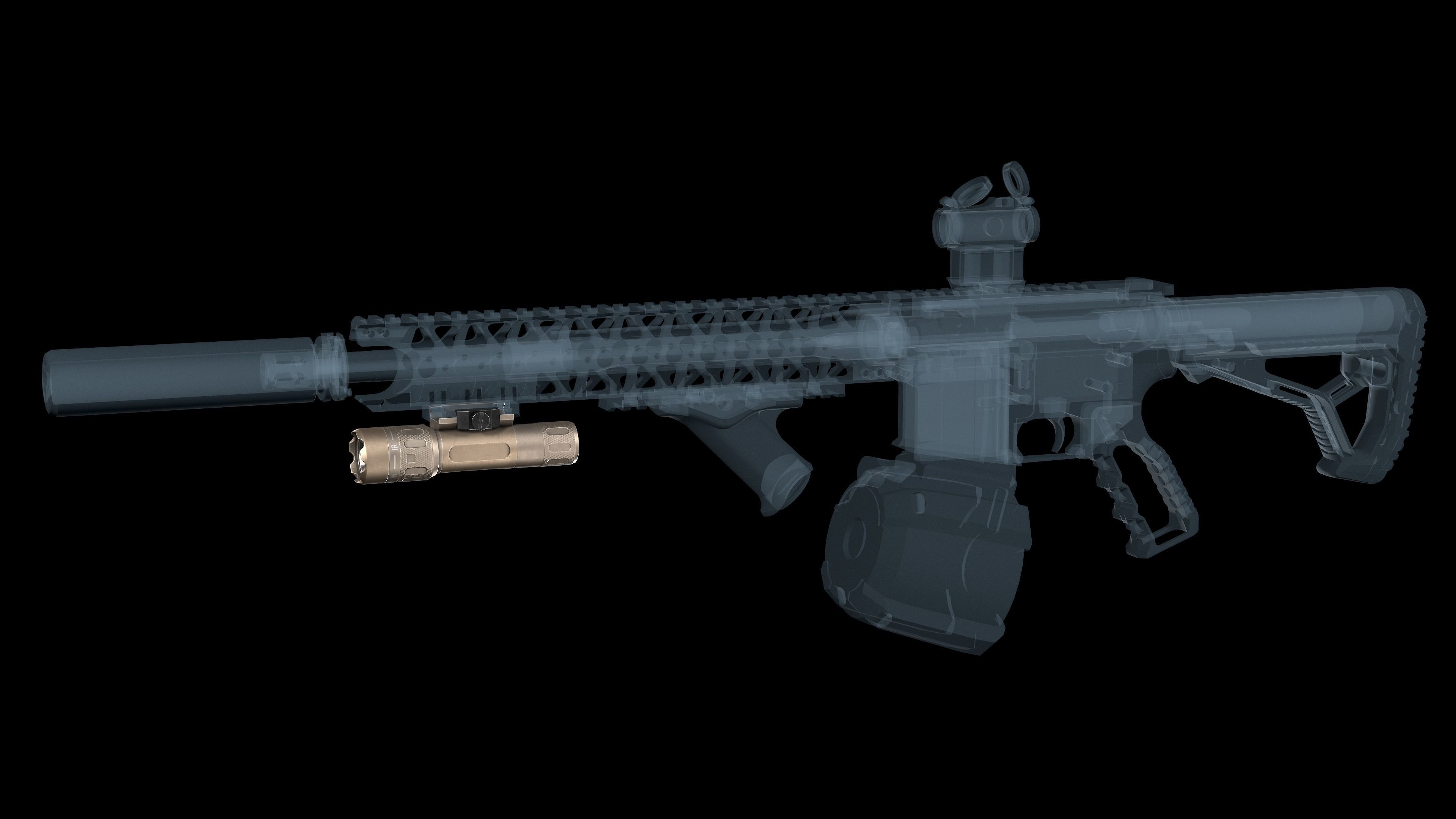 Insight WMX200 Tactical Weapon Light Low-poly 3D model_5