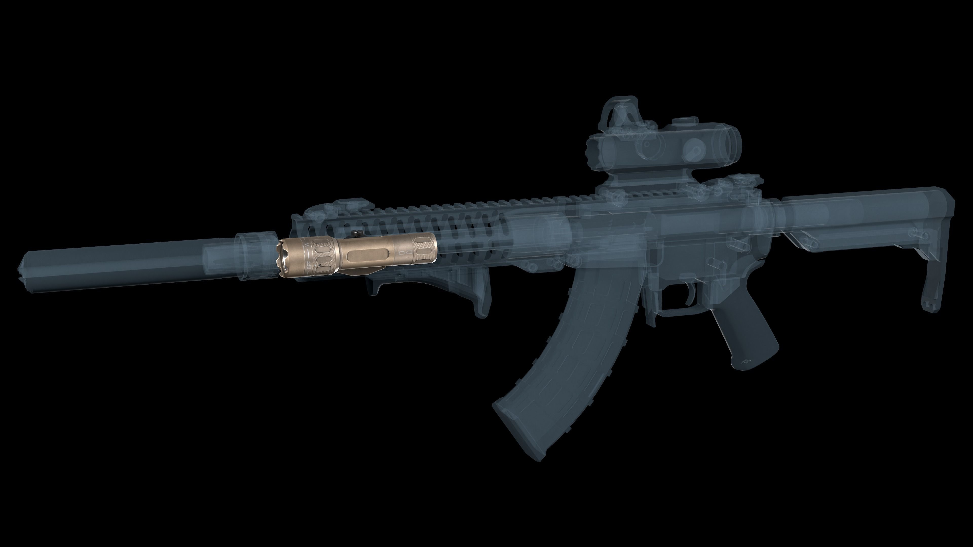 Insight WMX200 Tactical Weapon Light Low-poly 3D model_4