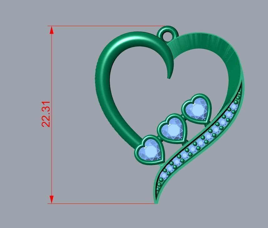 heart pendant 3D print model_6