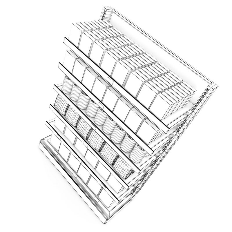 Supermarket Shelf 3D model_1