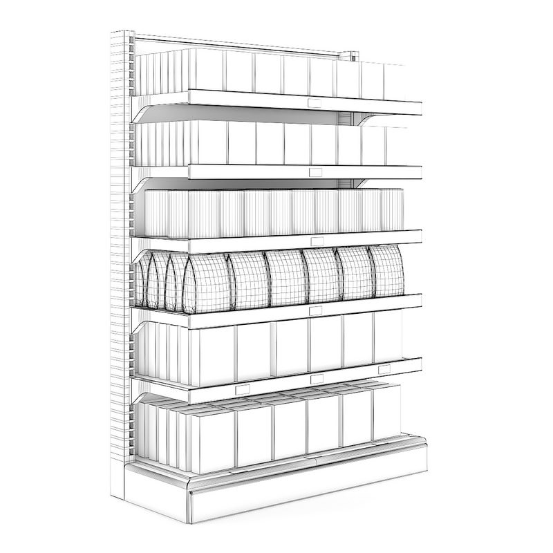Supermarket Shelf 3D model_3