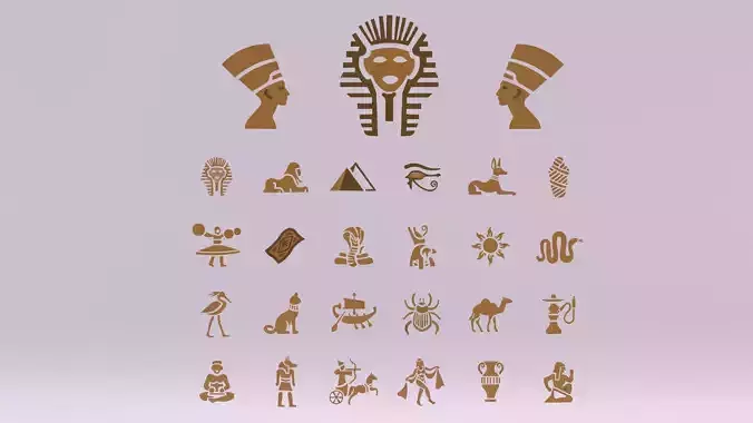 Egyptian Symbols - 010 Low-poly 3D model