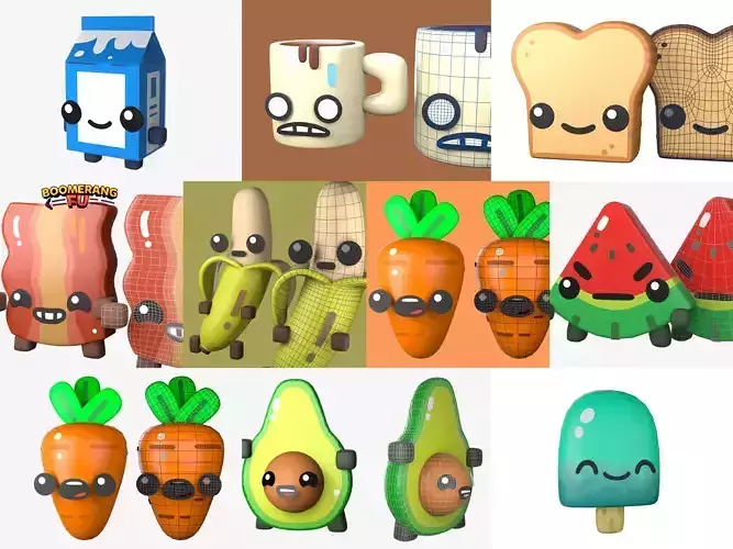 Characters from Boomerang fu 3D Model Collection