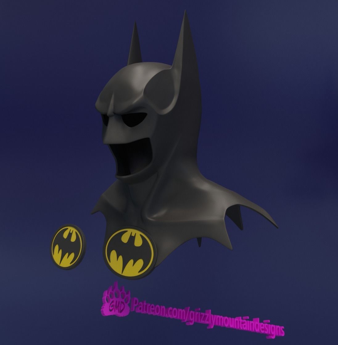 Batman Returns Cowl with removable emblem 3D model_2