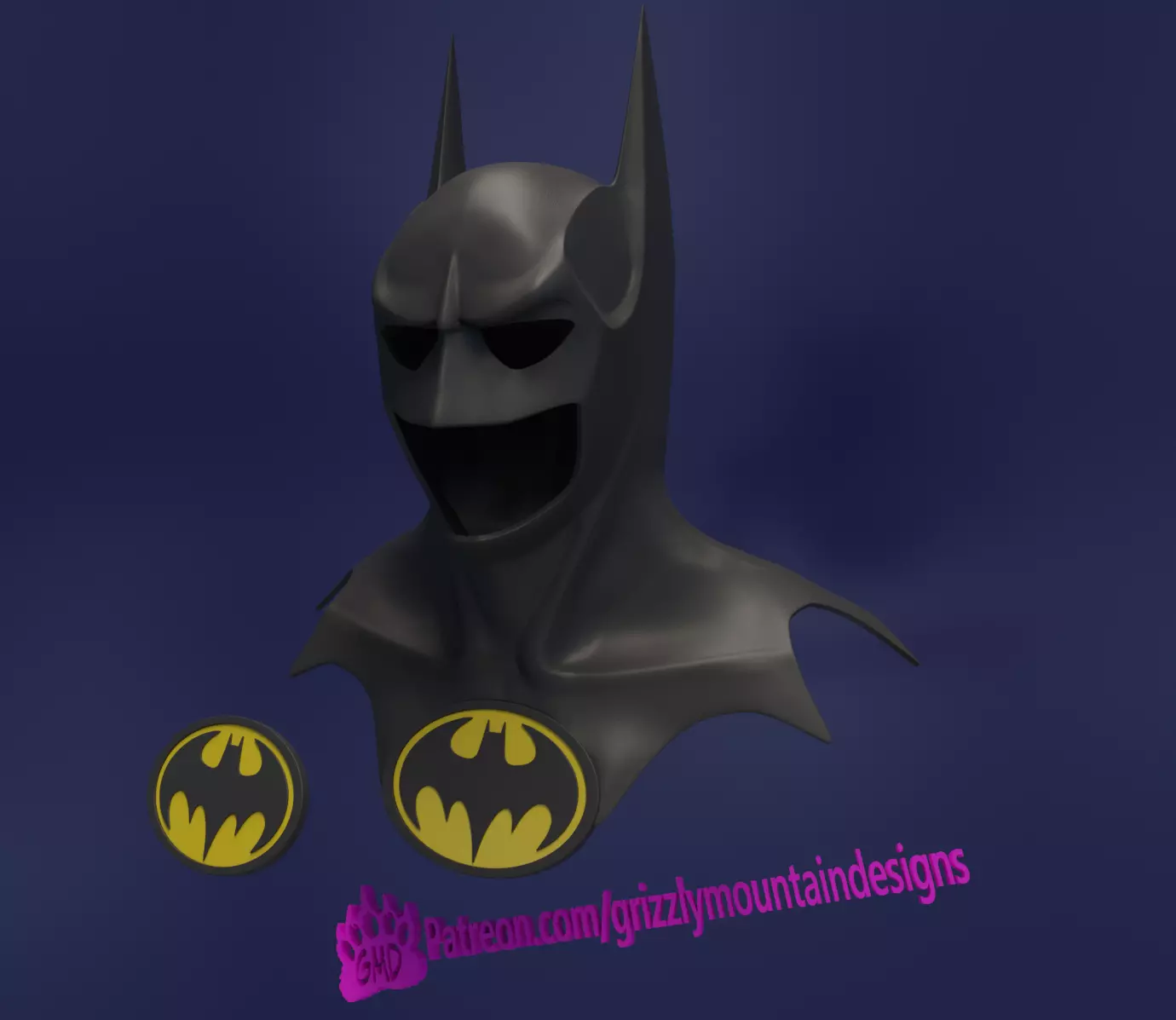 Batman Returns Cowl with removable emblem 3D model_0