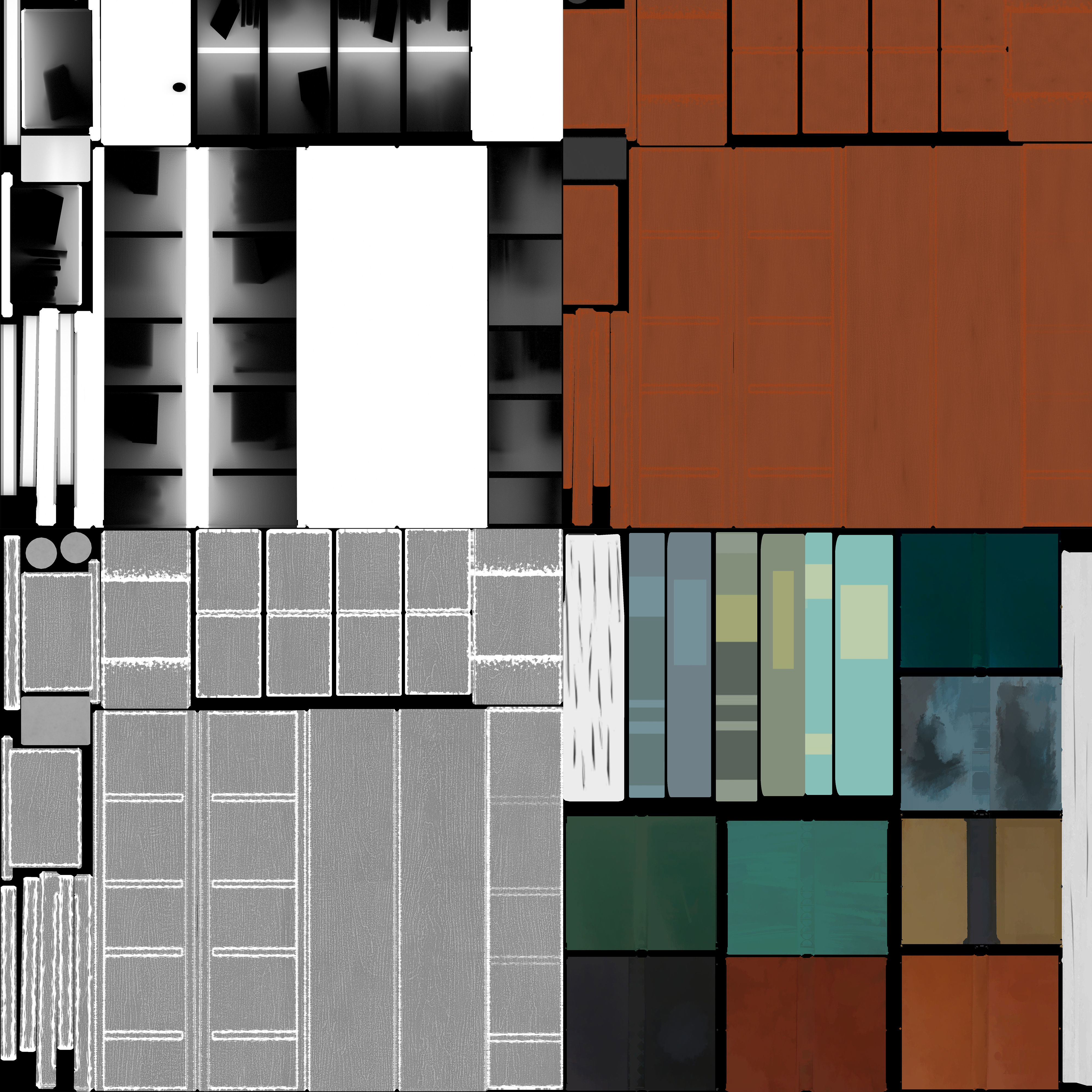 cartoon Closet with books Low-poly 3D model_11