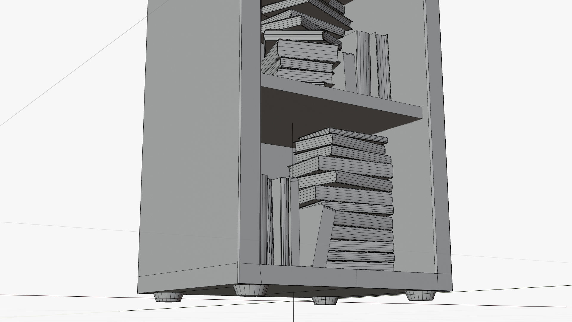 cartoon Closet with books Low-poly 3D model_10