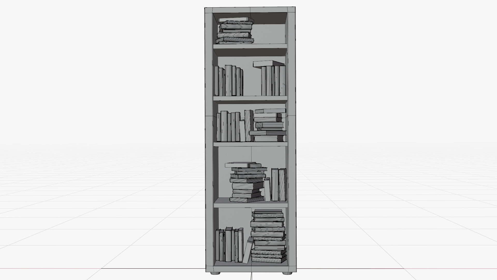 cartoon Closet with books Low-poly 3D model_4