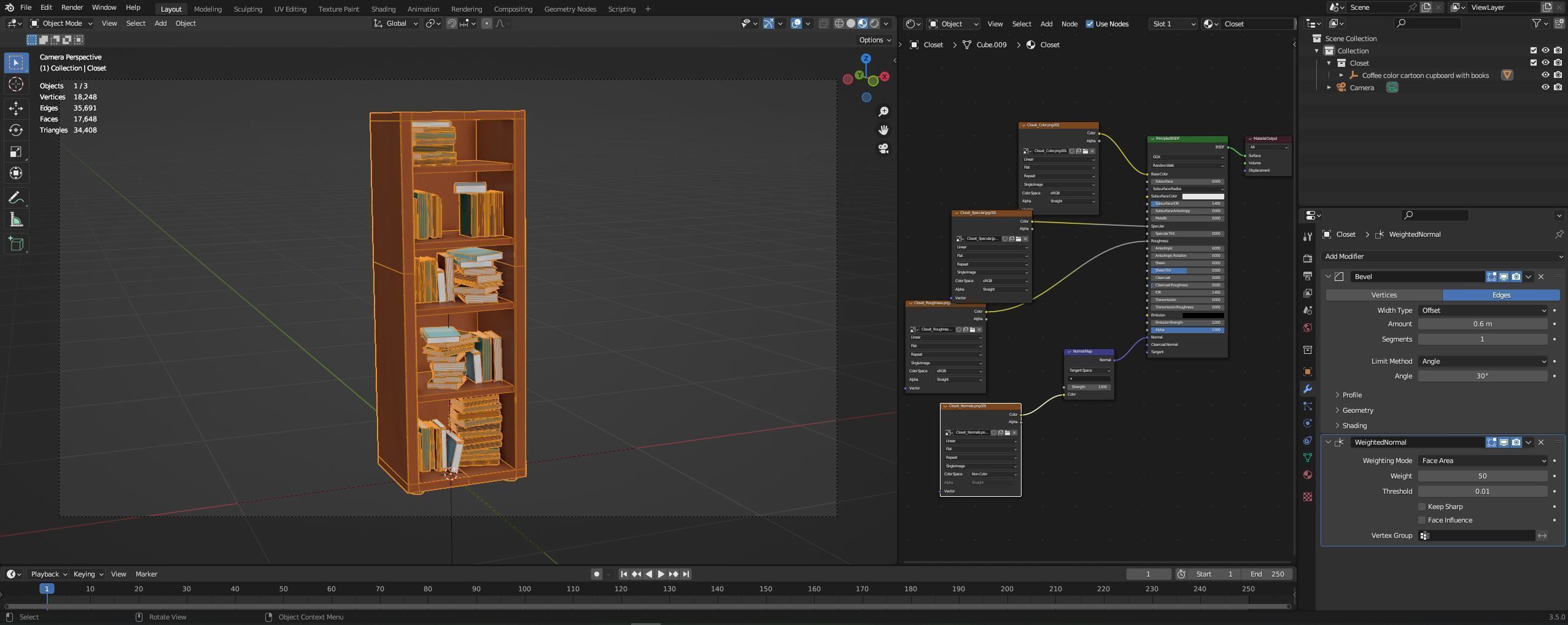 cartoon Closet with books Low-poly 3D model_12