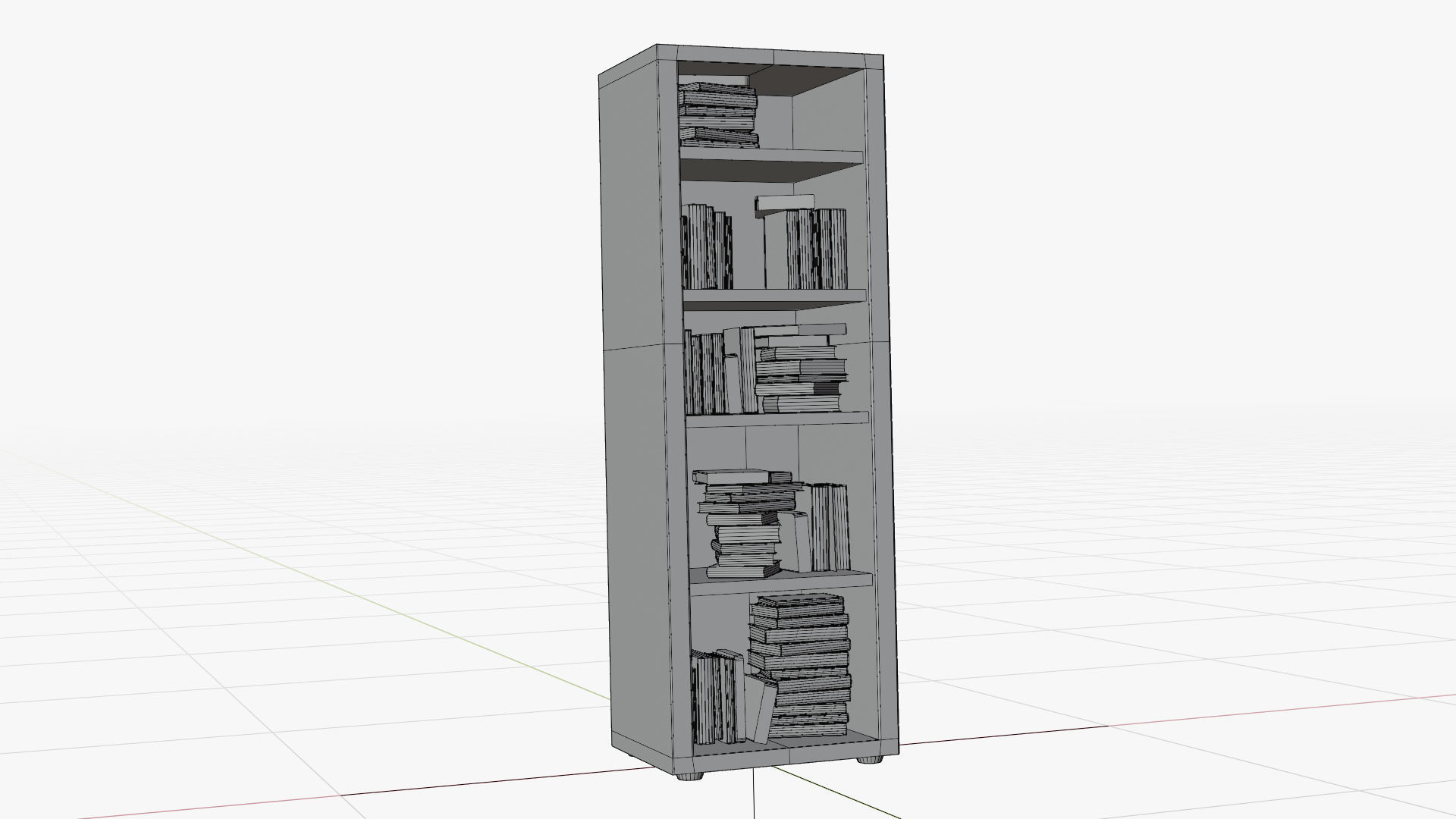 cartoon Closet with books Low-poly 3D model_2