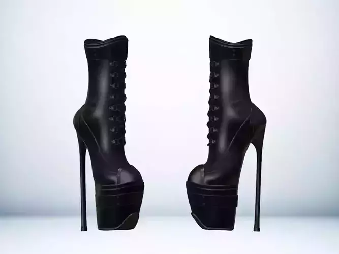 Leather Boots 3D Black 16 Low-poly 3D model