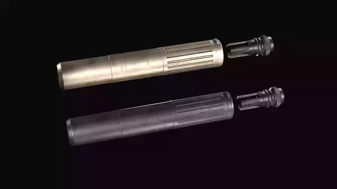 AAC SDN-6  Sound Suppressor with flash hider AAC Blackout   Low-poly 3D model
