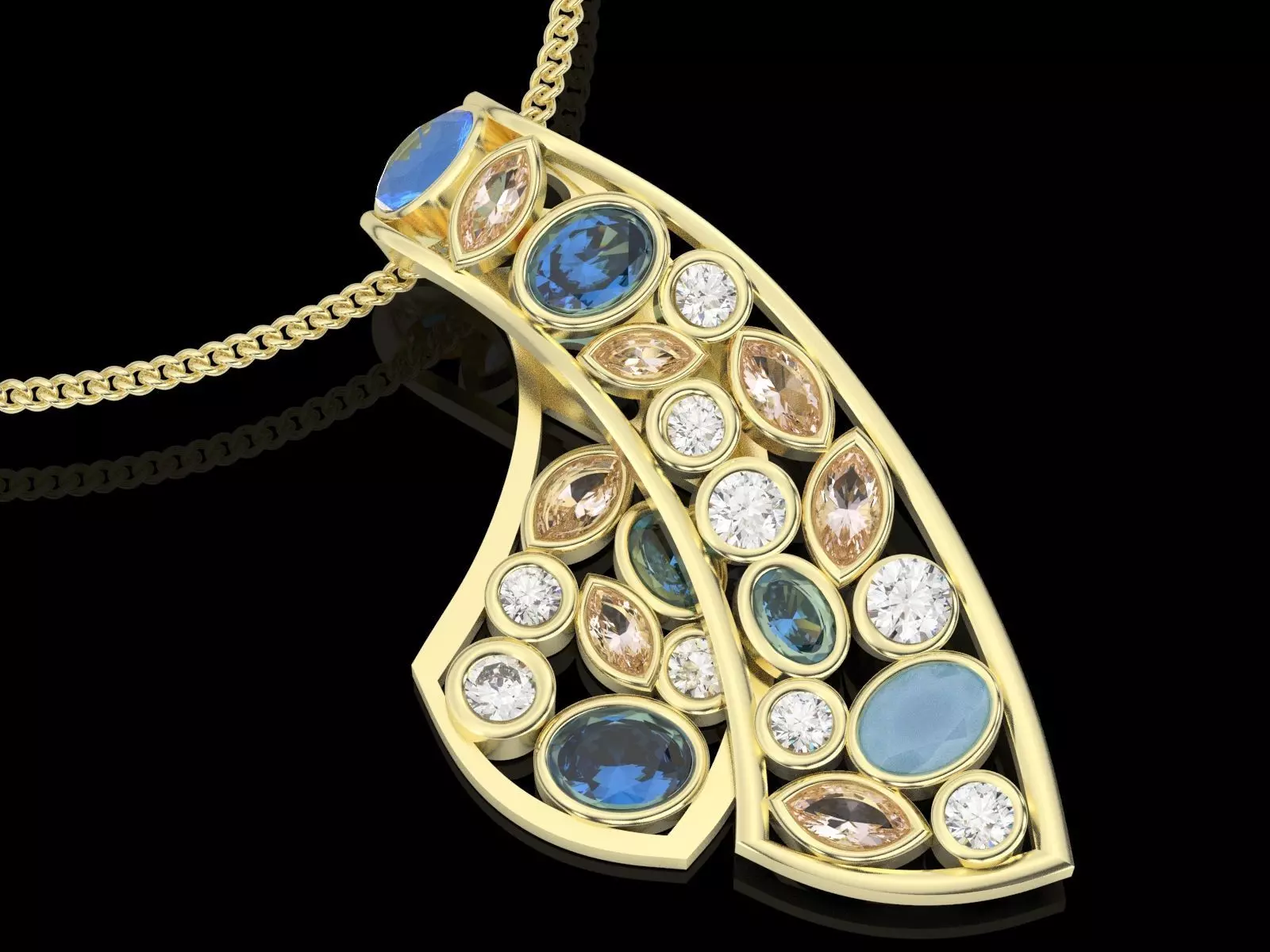 Jewelry fashion pendant silver gold 3D print model