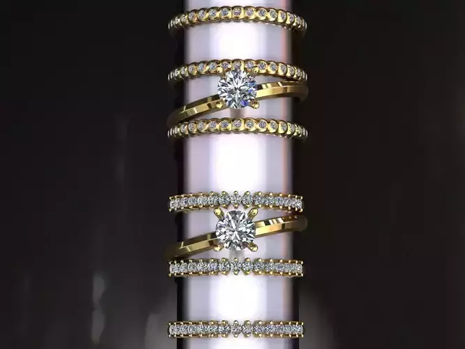 4 type-solitaire-ring-wedding-engagement- 3D print model