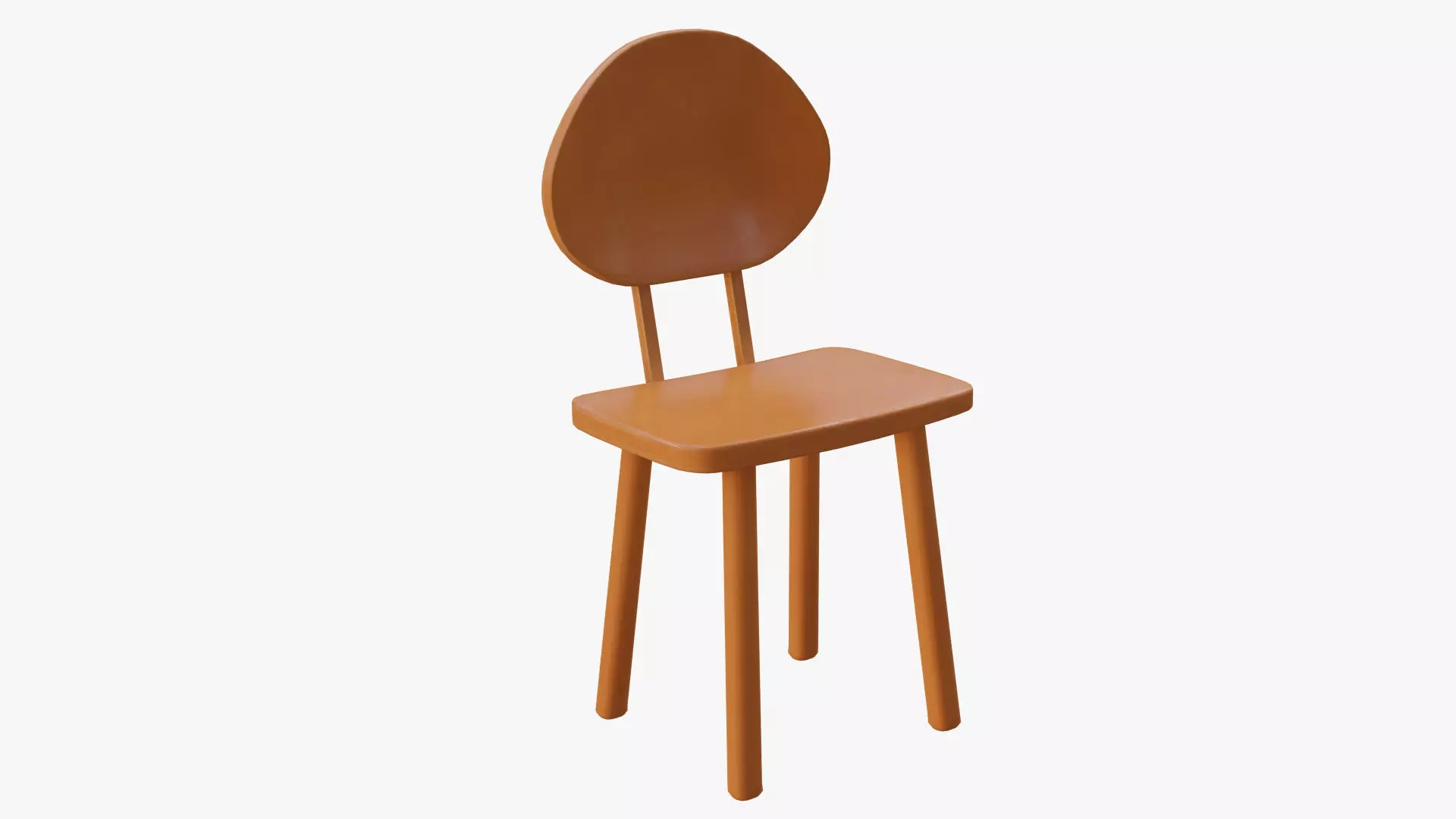 Cartoon brown wooden chair Low-poly 3D model