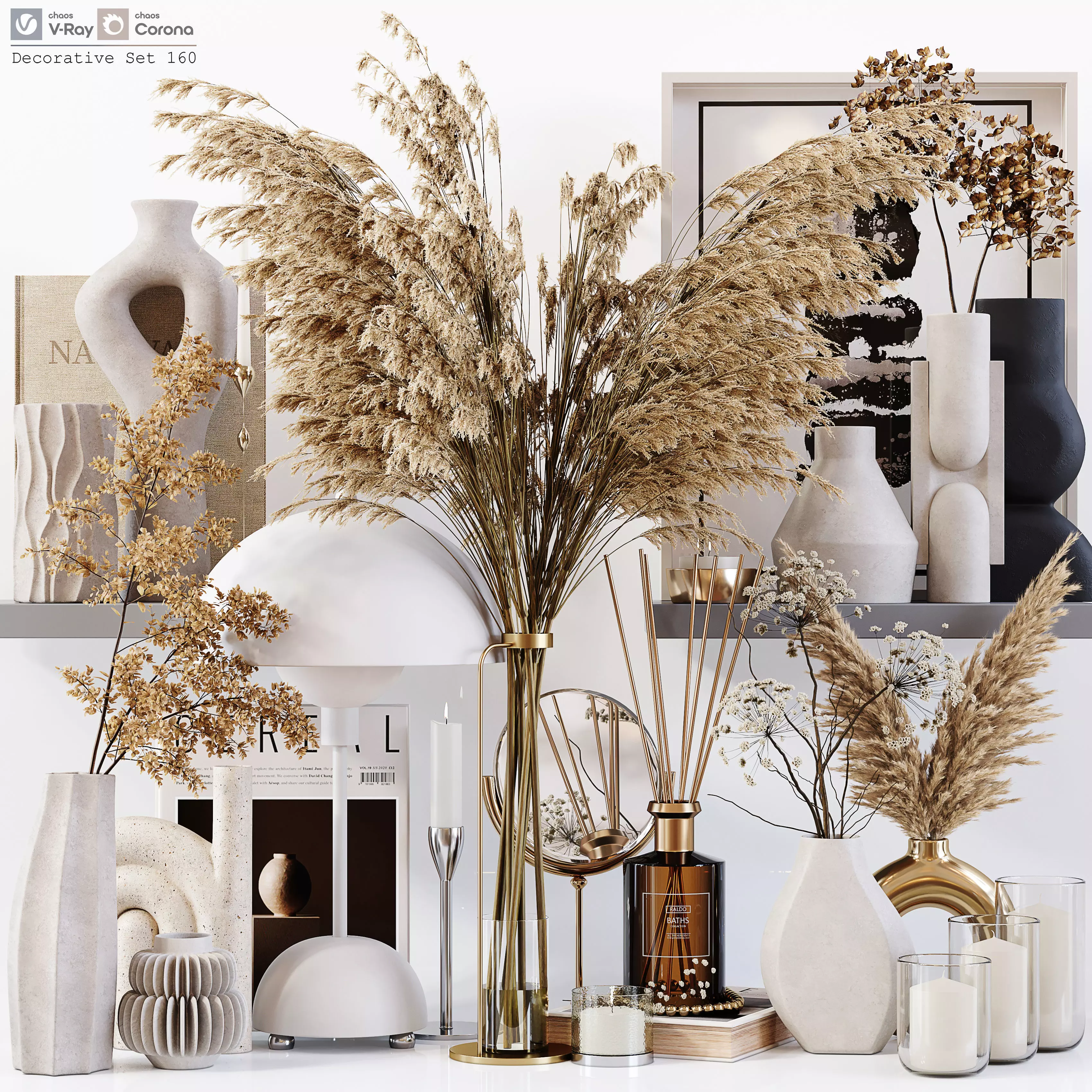 Decorative Set 160 Low-poly 3D model_0