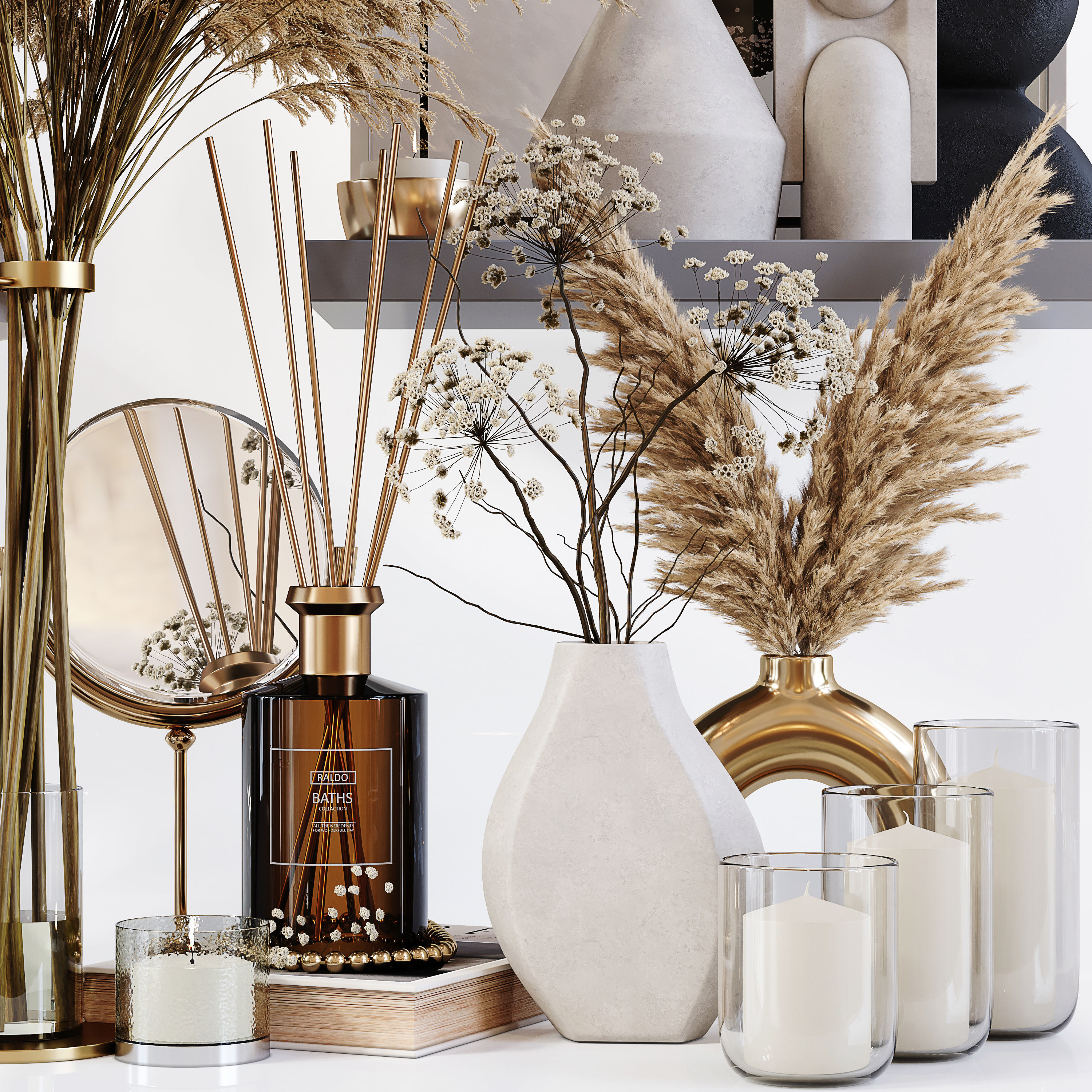 Decorative Set 160 Low-poly 3D model_1