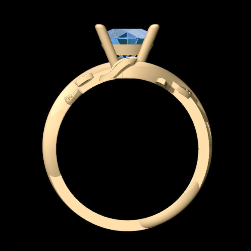 Branch Solitaire Ring 3D print model_2