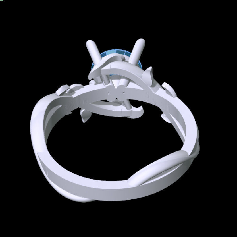 Branch Solitaire Ring 3D print model_7