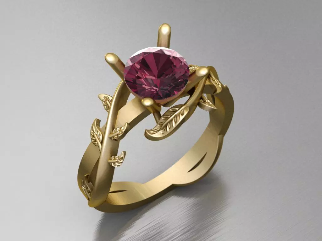 Branch Solitaire Ring 3D print model_0