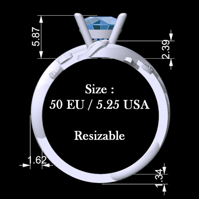 Branch Solitaire Ring 3D print model_5