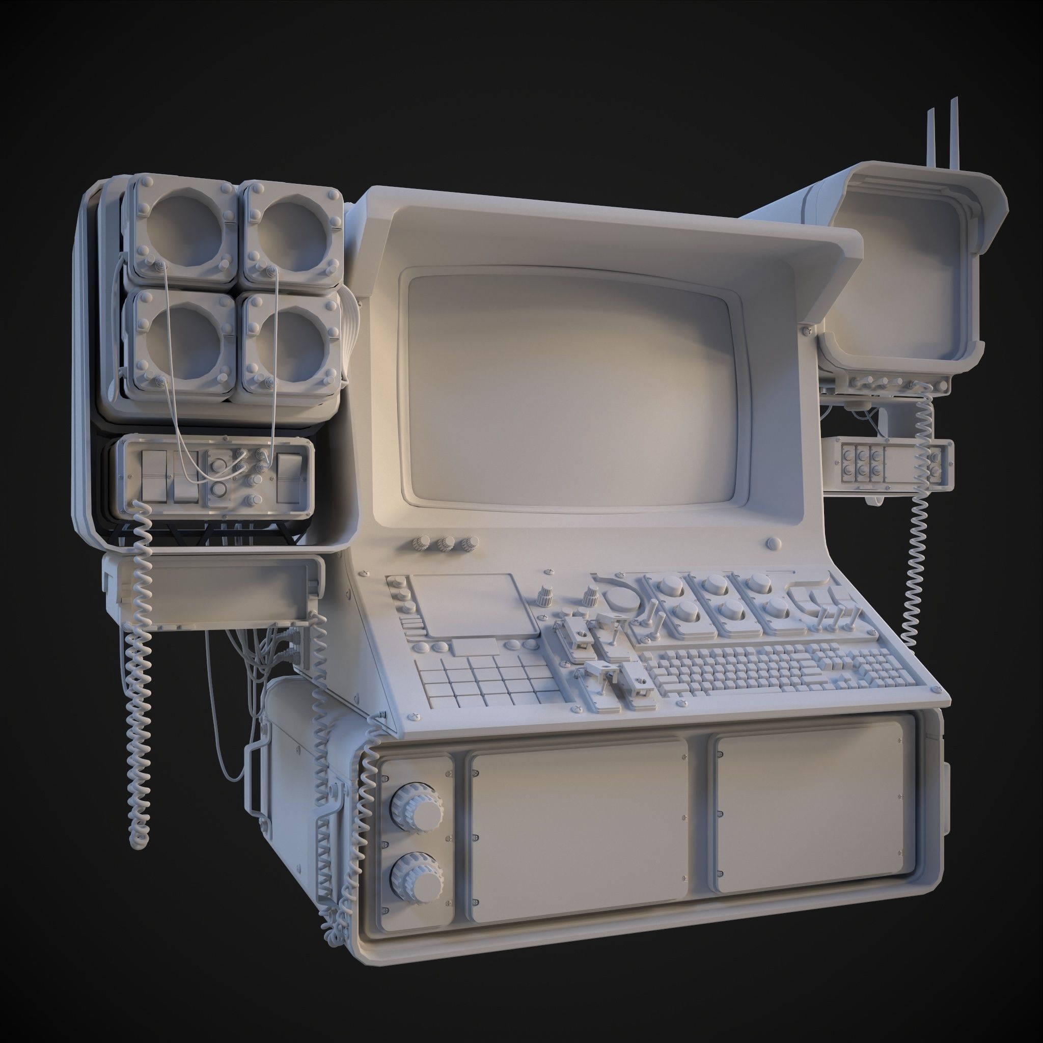 Radar CPU Computer Low-poly 3D model_11