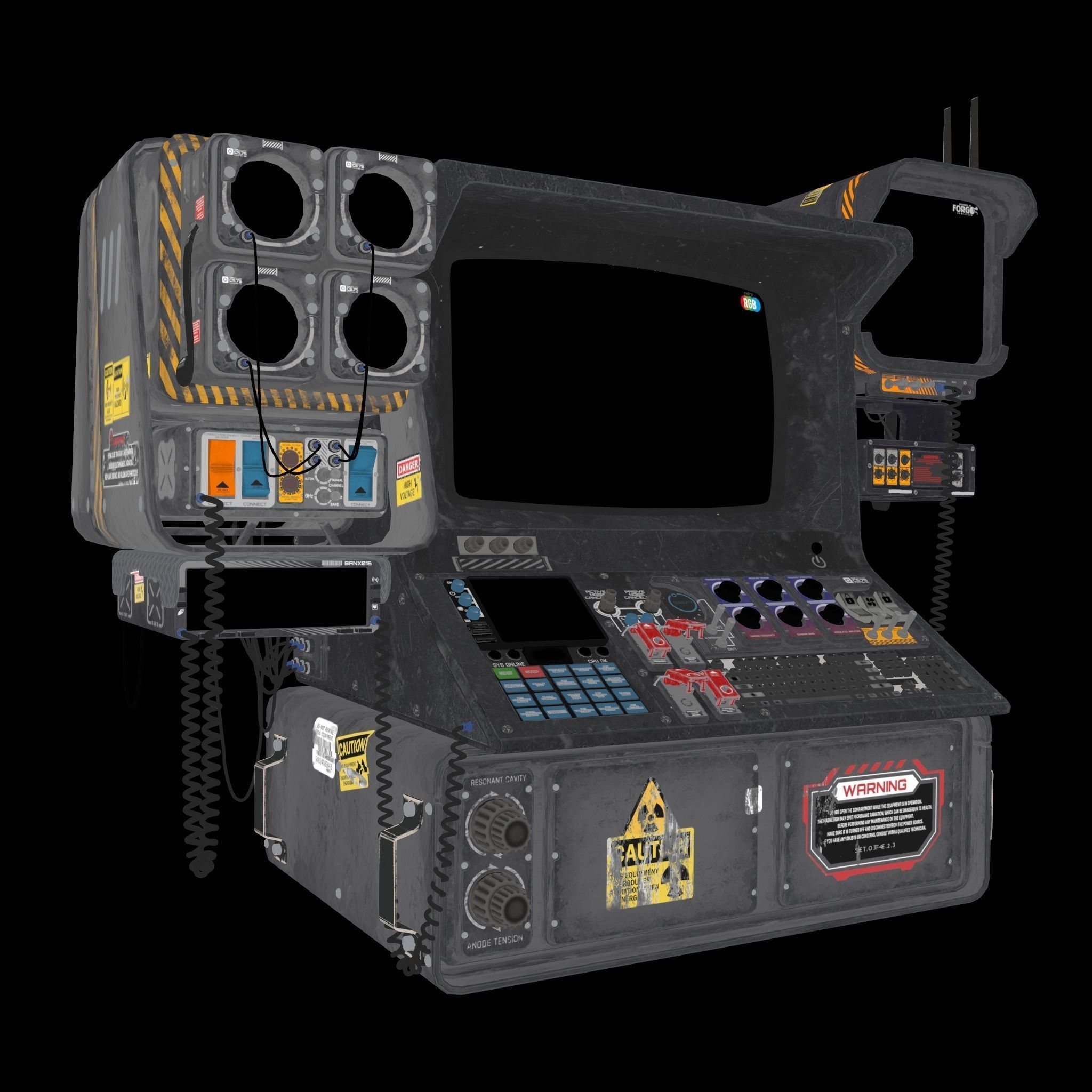 Radar CPU Computer Low-poly 3D model_14