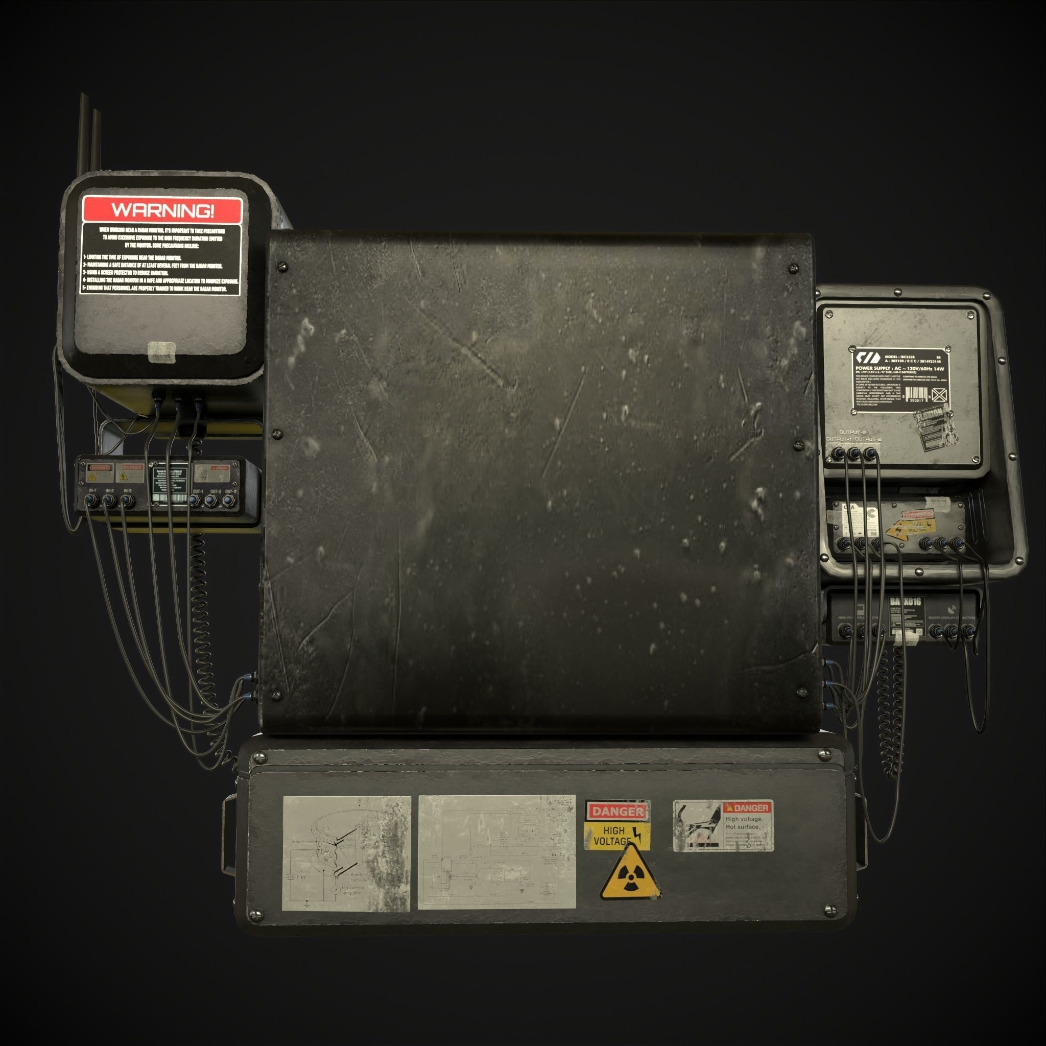 Radar CPU Computer Low-poly 3D model_5