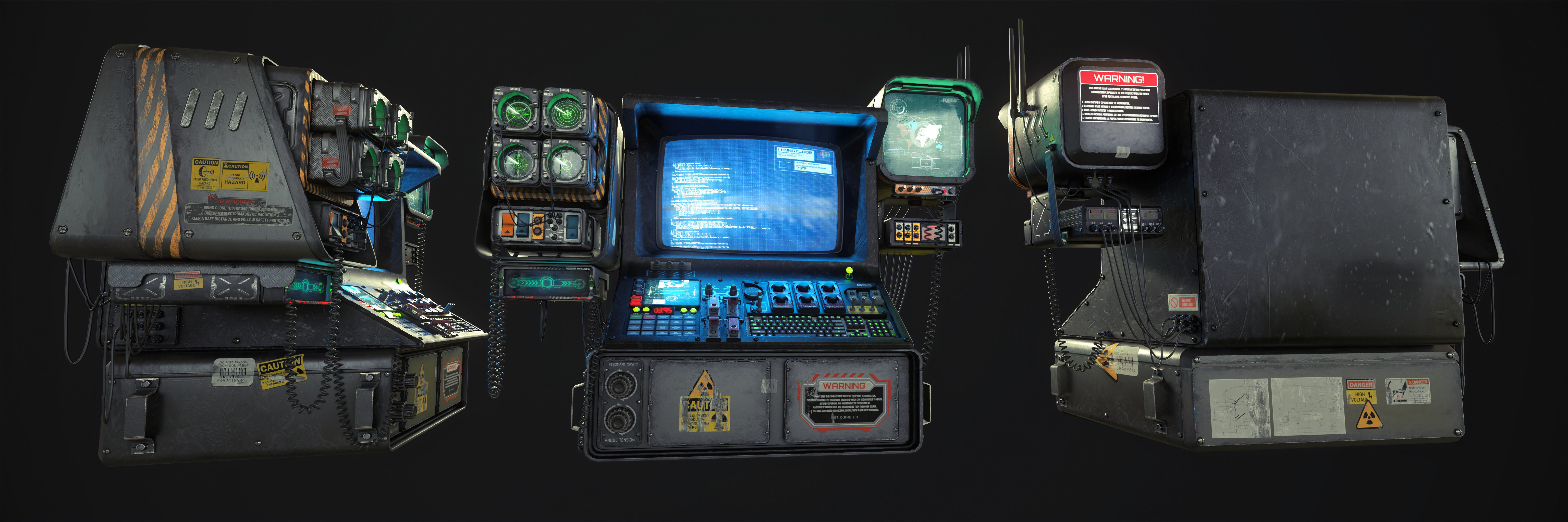 Radar CPU Computer Low-poly 3D model_7