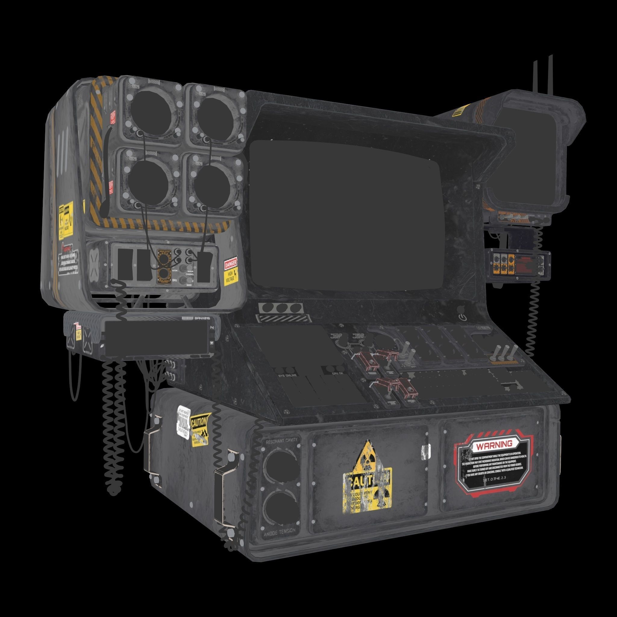 Radar CPU Computer Low-poly 3D model_15