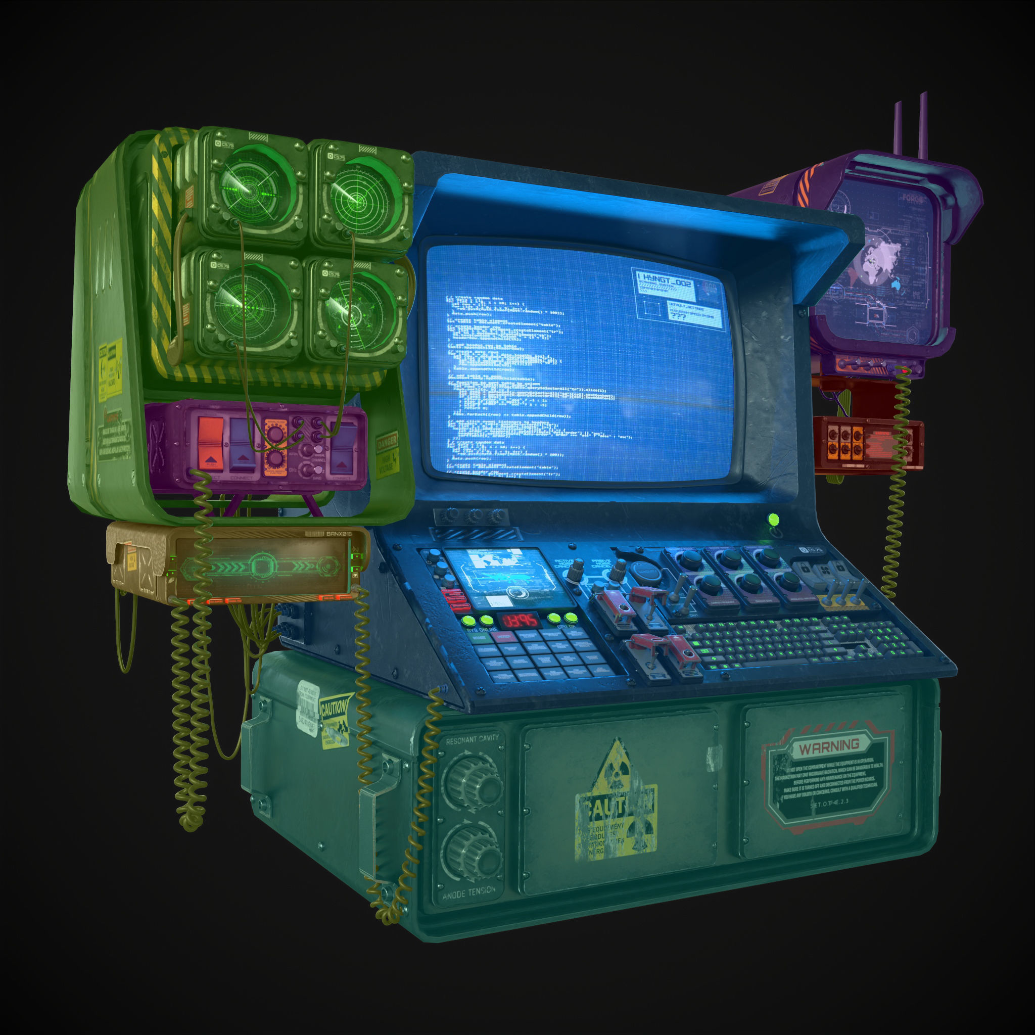 Radar CPU Computer Low-poly 3D model_13