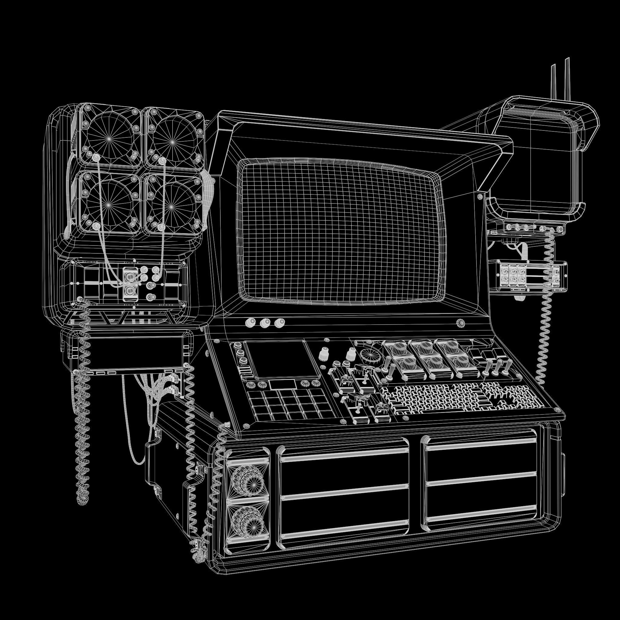 Radar CPU Computer Low-poly 3D model_12