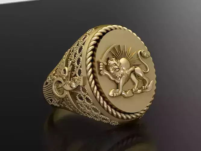 Lion and sun and Farvahar Ring