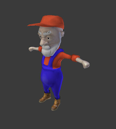 Old mario  Low-poly 3D model_5