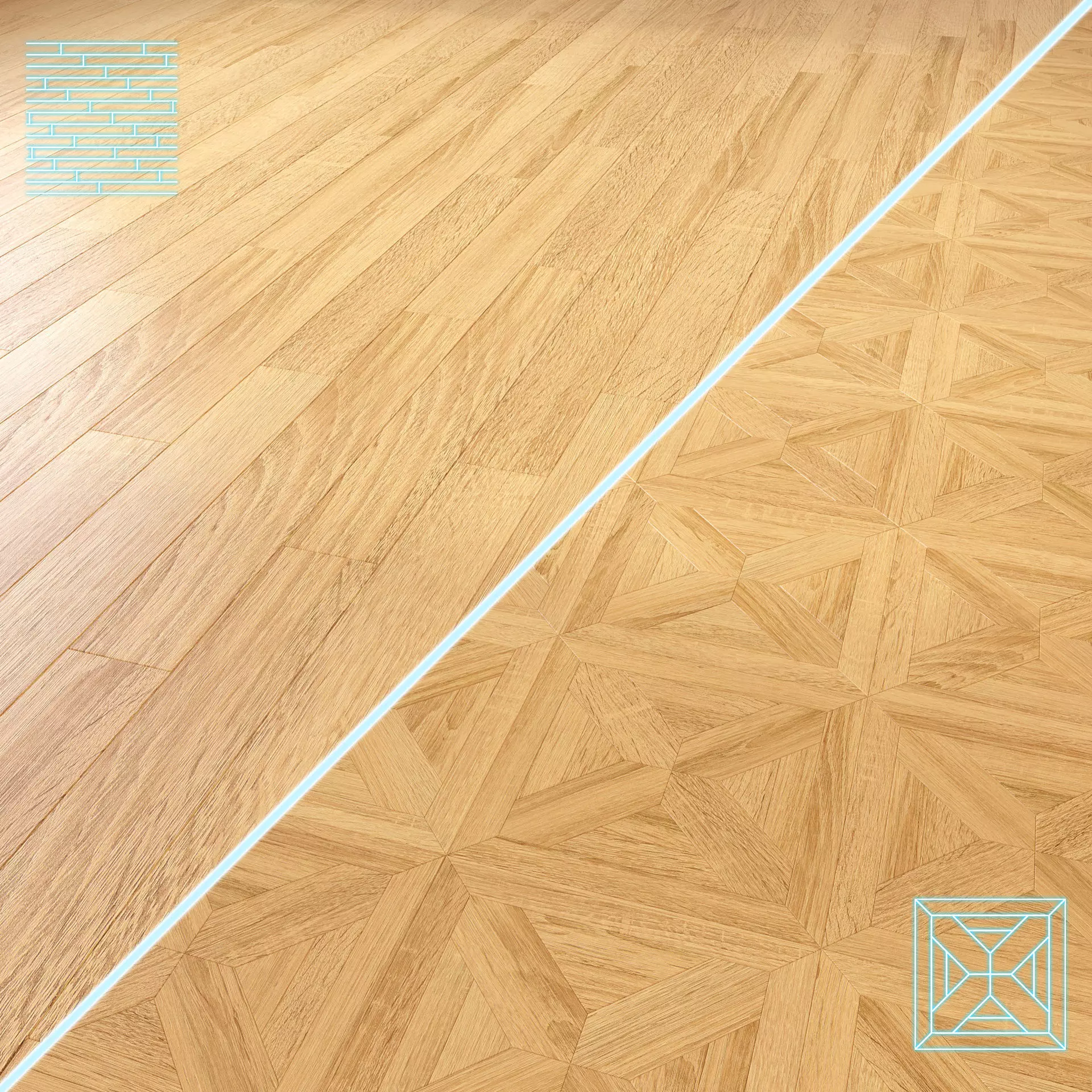 Parquet - Laminate - Wooden floor 2 in 1 Low-poly 3D model_0