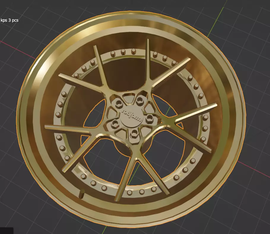 Rotiform KPS 3 Piece Wheels Rims 3D Print Ready 3D print model_0