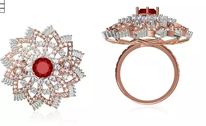 Women Wedding Engagement Ring STL OBJ FBX JCD Details