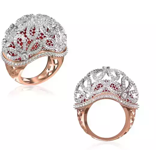 Women Wedding Engagement Ring STL OBJ FBX JCD Details