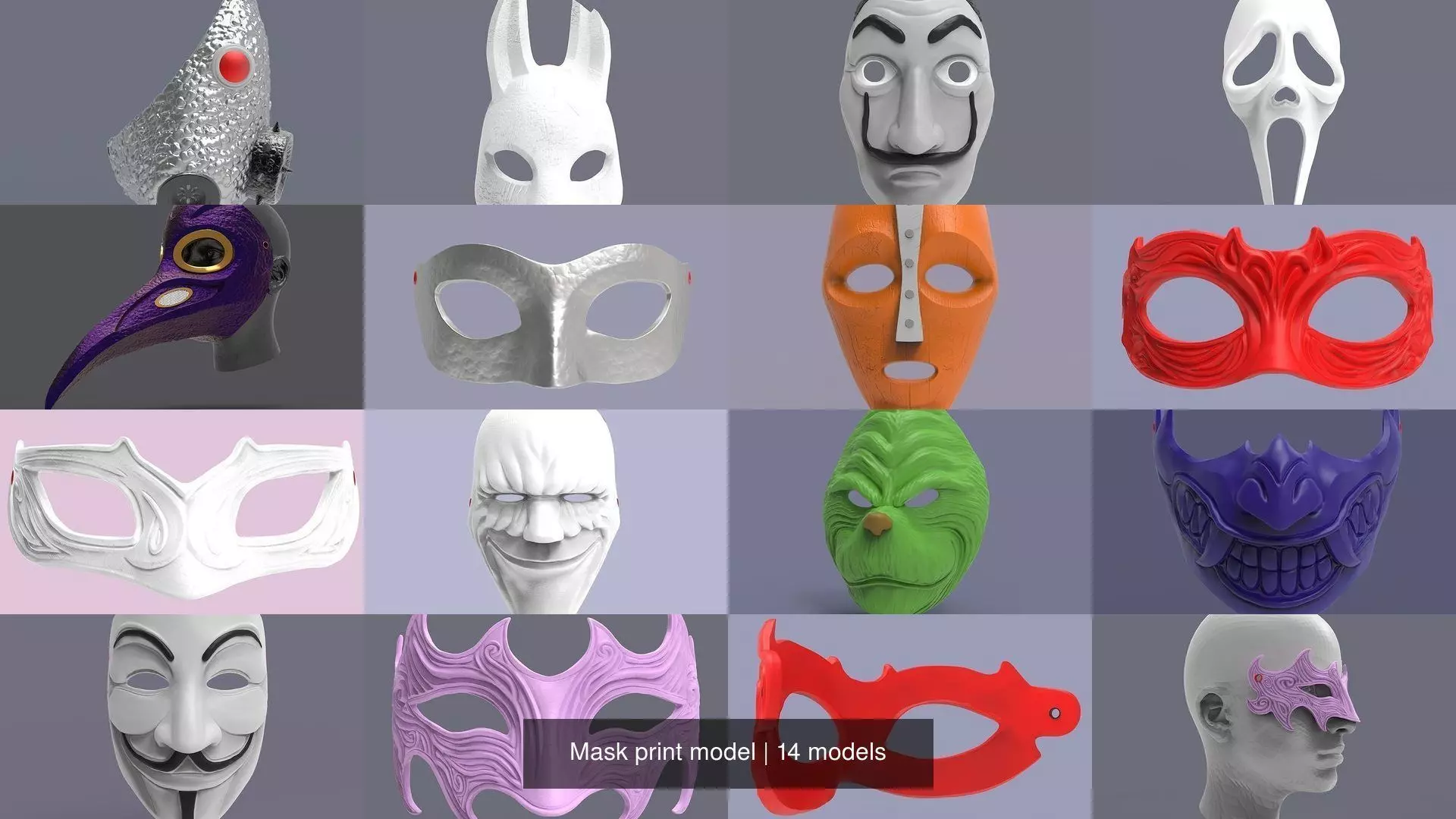 Mask print model 3D Model Collection_0