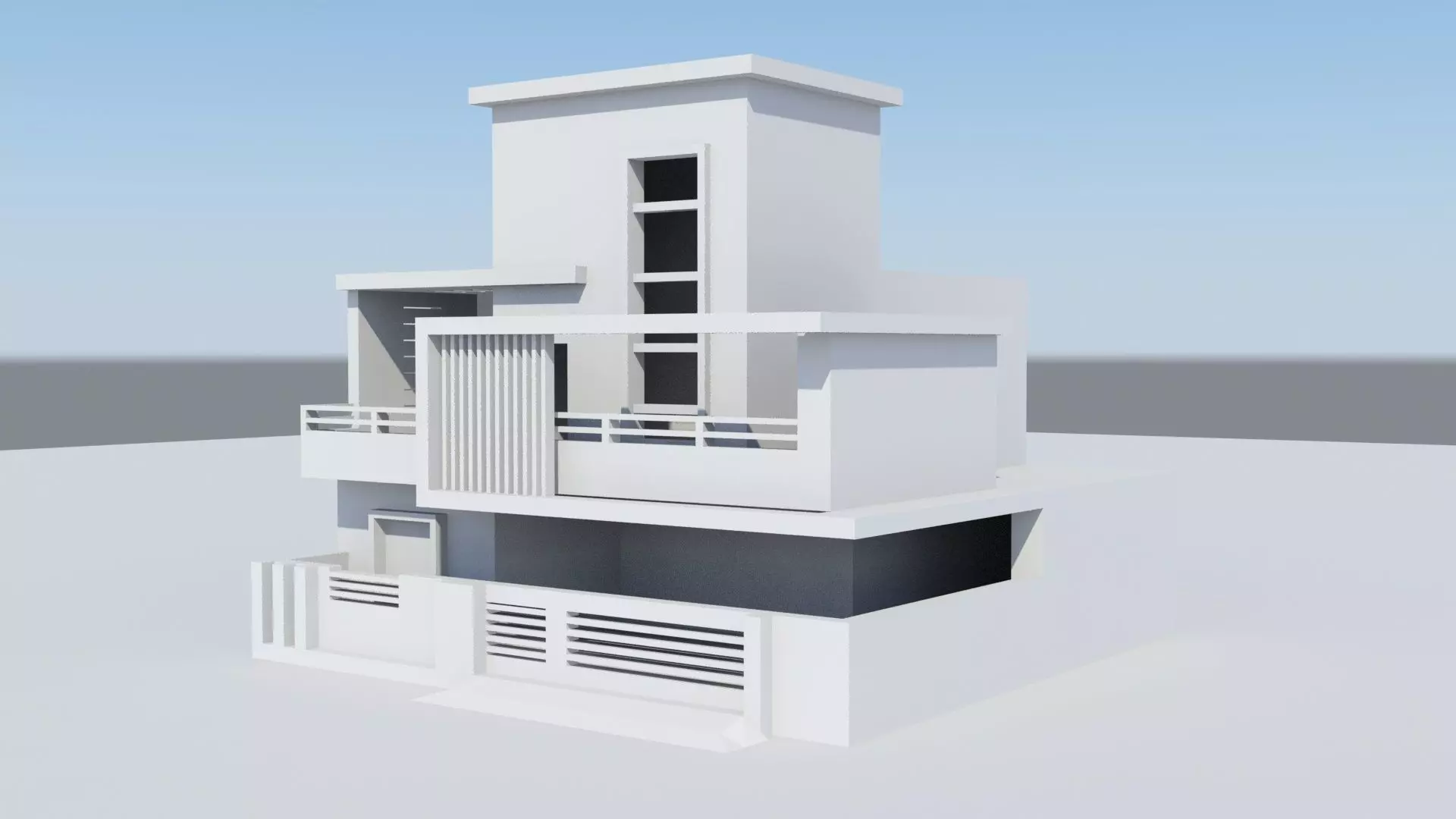 Exterior House Model Free 3D model_0