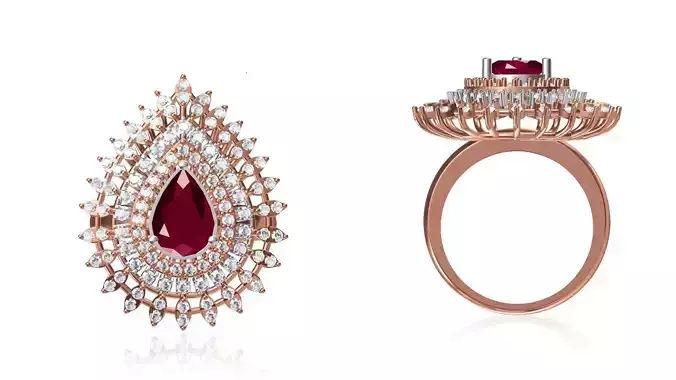 Women Wedding Engagement Ring STL OBJ FBX JCD Details