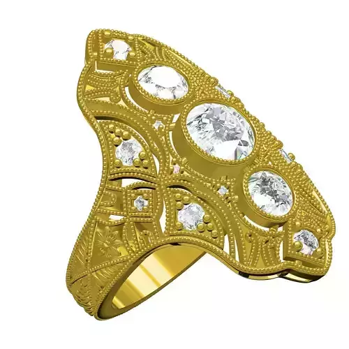 Antique Art Deco Engagement Ring 3D print model