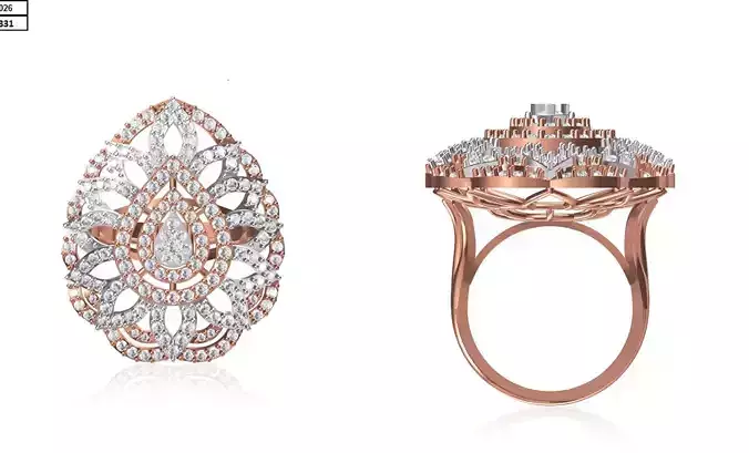 Women Wedding Engagement Ring STL OBJ FBX JCD Details