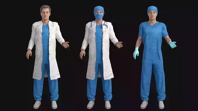 Doctor Rigged Low-poly 3D model