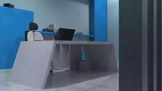 Office room with a sitting area inside the villa 3D model