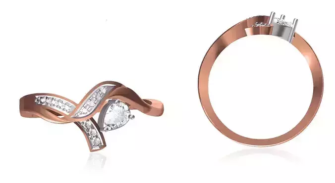 Women Wedding Engagement Ring STL OBJ FBX JCD Details