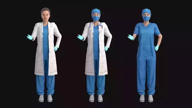 Female Doctor Rigged Low-poly 3D model